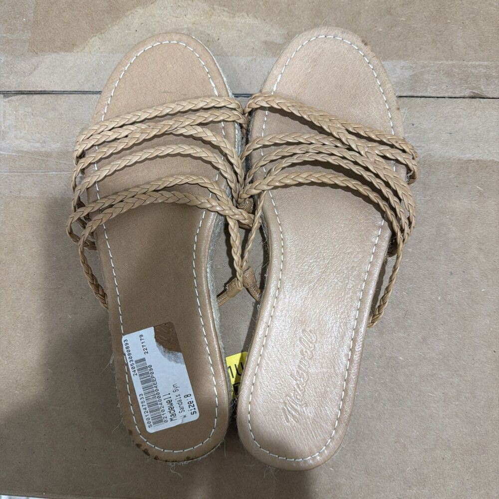 Madewell The Kathryn Espadrille Slide Sandal in Leather SZ 8
